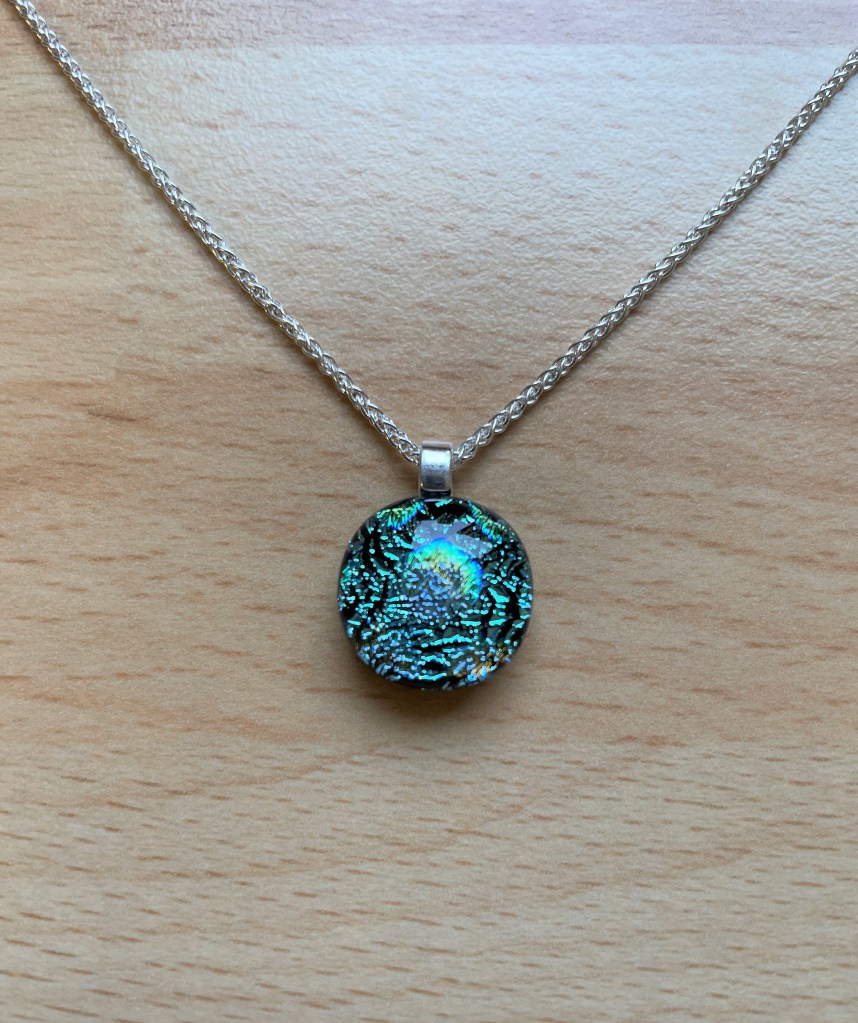 Dichroic pendant with silver chain