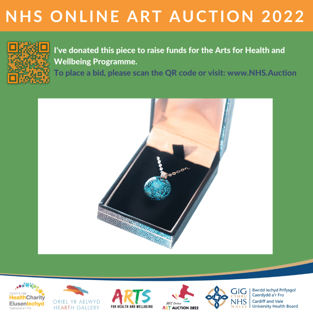 Fused glass pendant with silver chain